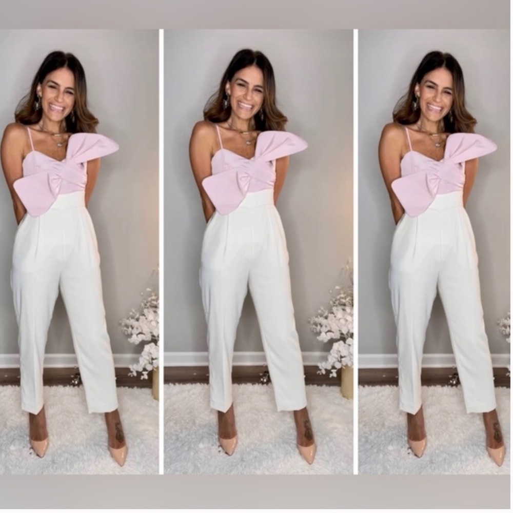 Express Pink and White Jumpsuit